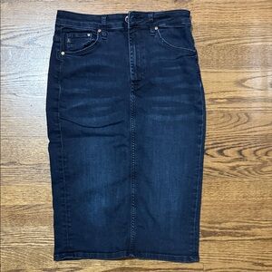H&M Dark Blue Denim Pencil Skirt